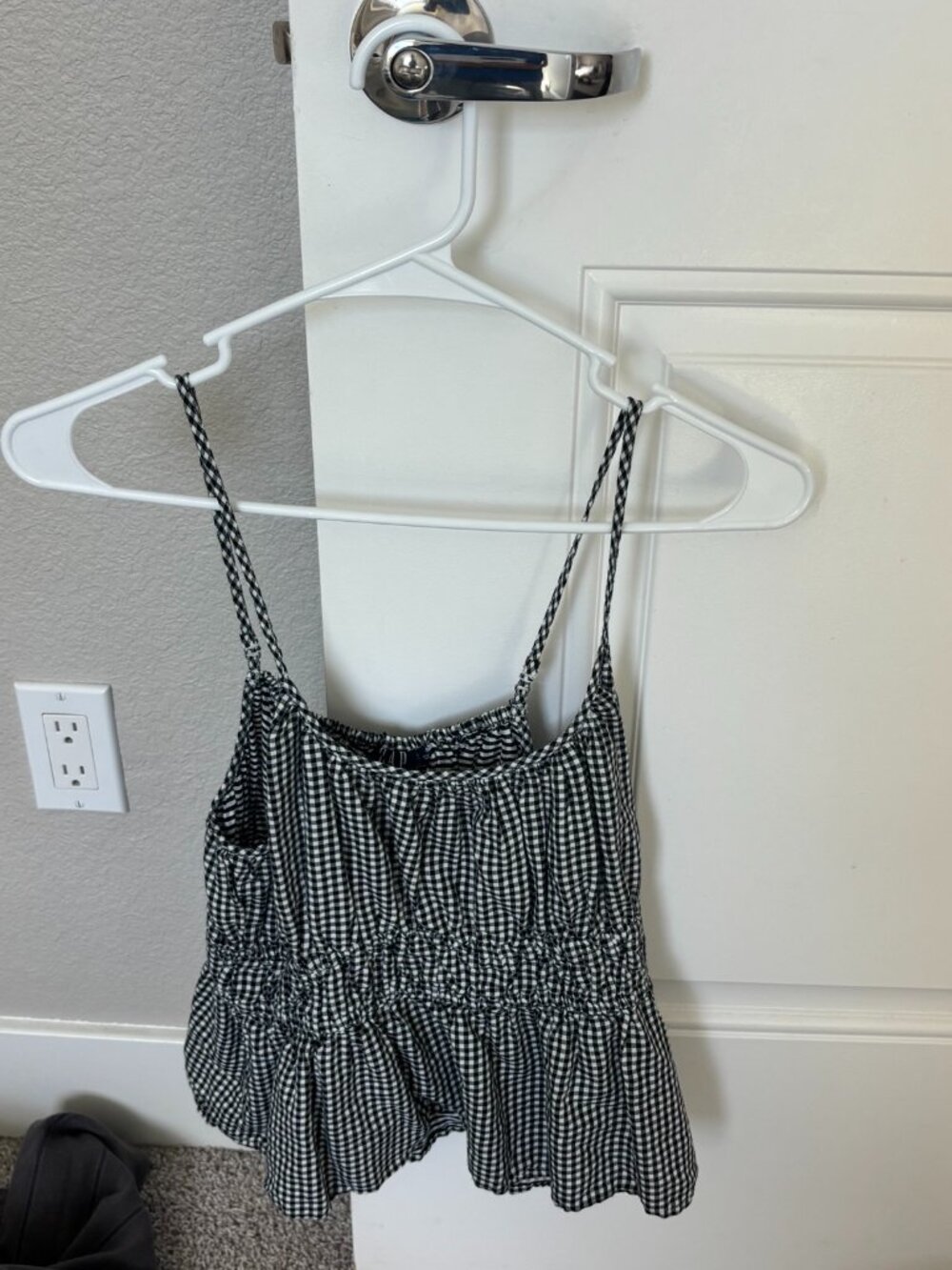 Gap Smocked Cami Black Gingham Size M